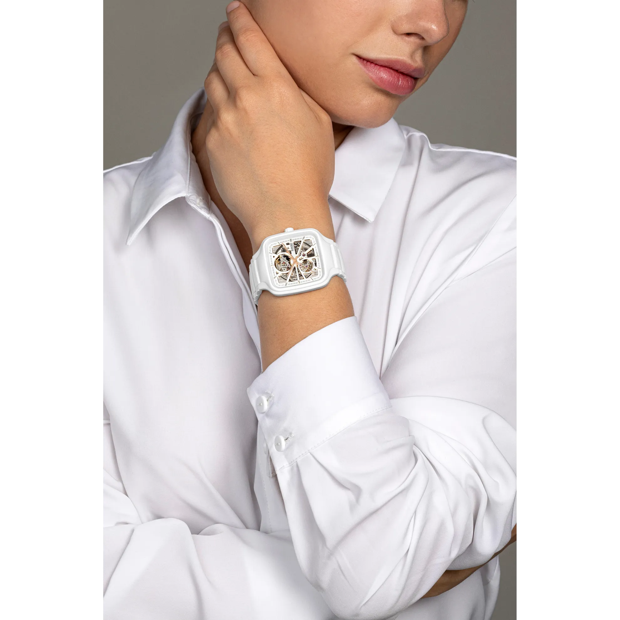 Rado True Square Automatic Open Heart White Ceramic