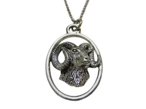 Ram Head Large Oval Pendant Necklace