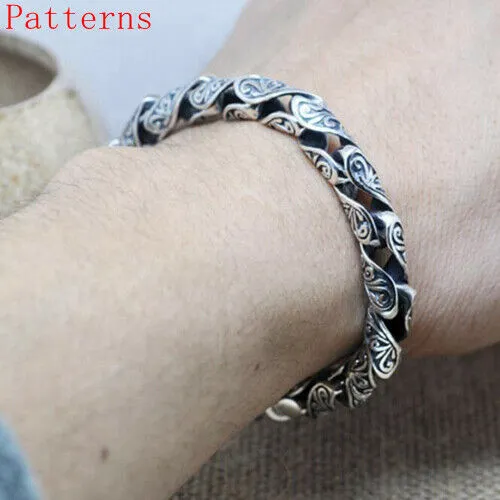 Real Solid 925 Sterling Silver Bracelets Flower Pattern Chain Fashion Jewelry