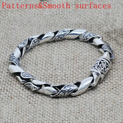 Real Solid 925 Sterling Silver Bracelets Flower Pattern Chain Fashion Jewelry