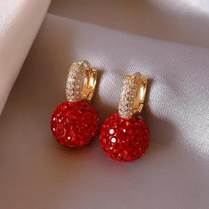 Red Geometric Gold Plated Stud