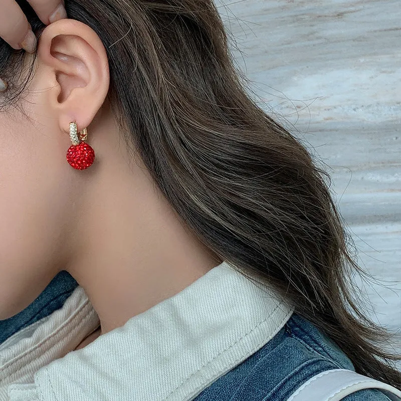 Red Geometric Gold Plated Stud