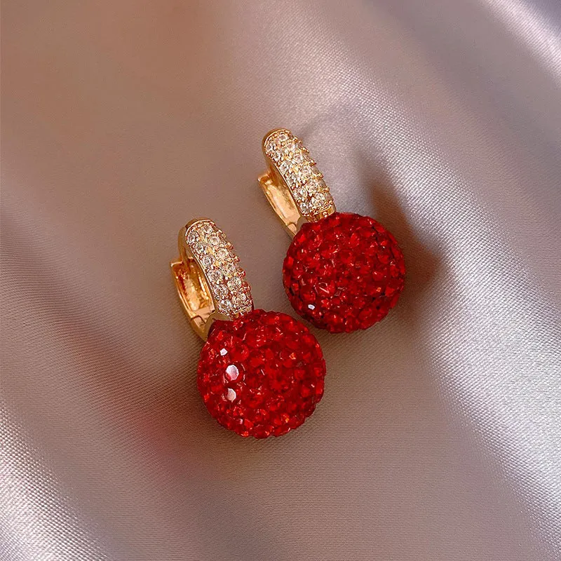 Red Geometric Gold Plated Stud
