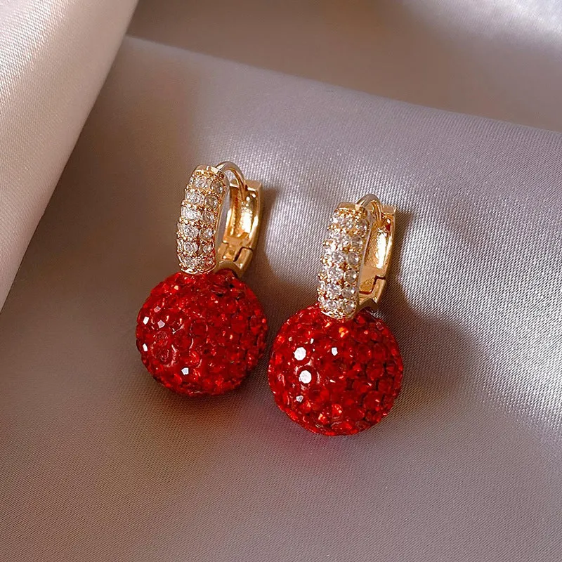 Red Geometric Gold Plated Stud