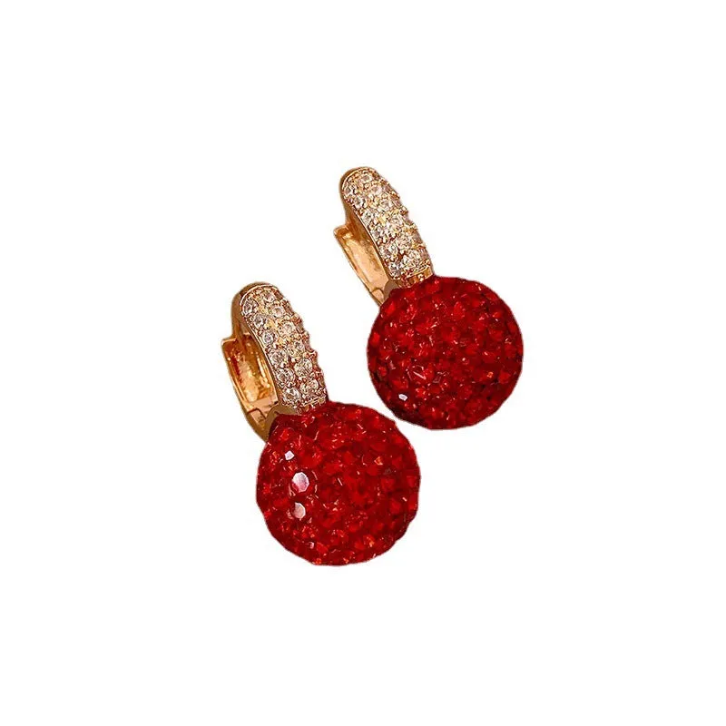Red Geometric Gold Plated Stud