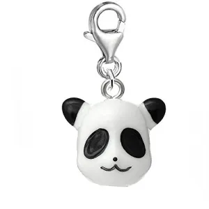 Resin Black and White Panda Dangling Clip on Pendant Charm for Bracelet or Necklaces
