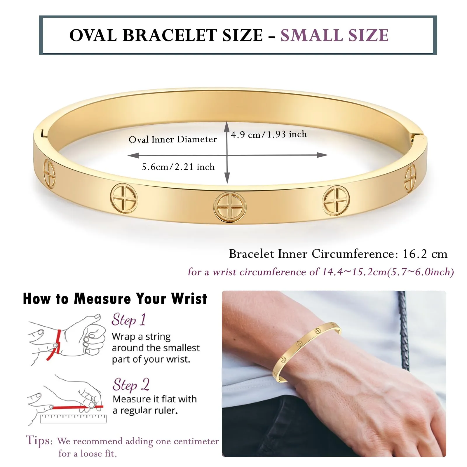 RIMRIVA Gold Bracelets for Women Trendy Cross Love Bangle Stack Stainless Steel Jewelry Anniversary Graduation Her Birthday Wedding Christmas Gifts for Women Wife Mom Friend Stocking Stuffers