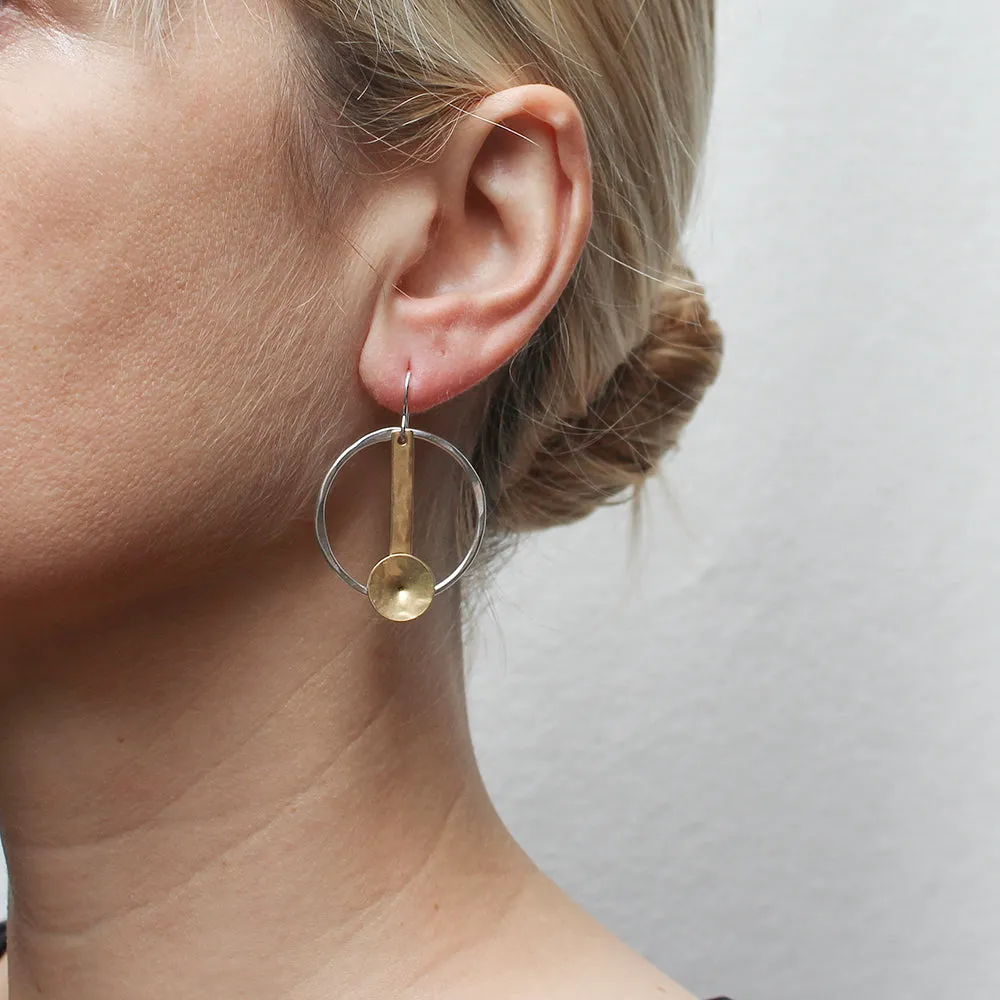 Ring with Long Rectangle and Cymbal Wire Earrings