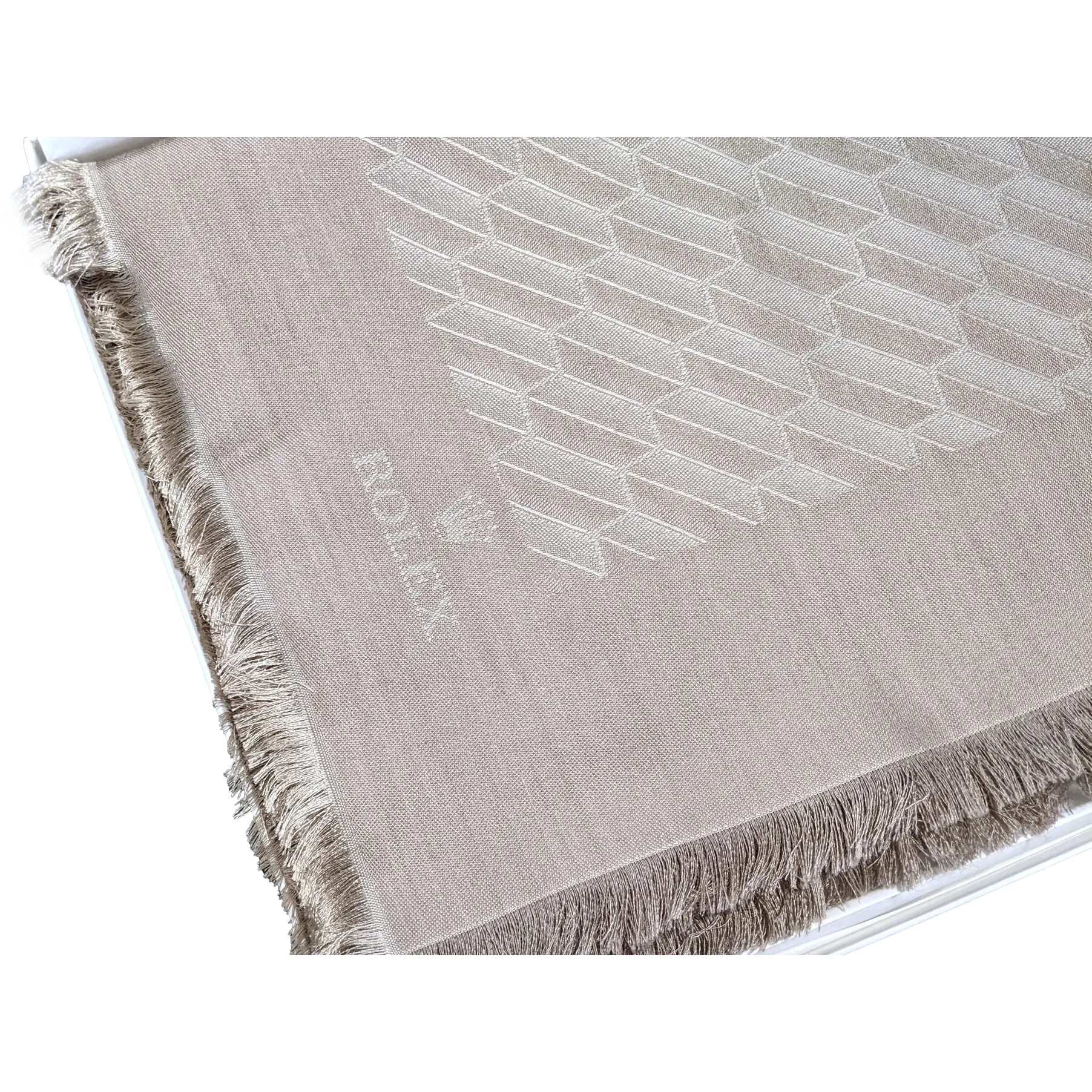 Rolex Beige Faconnee Special Ltd Issue for VIP "Baselworld 2018" Huge Fringed Cashmere Shawl 140, BNIB!