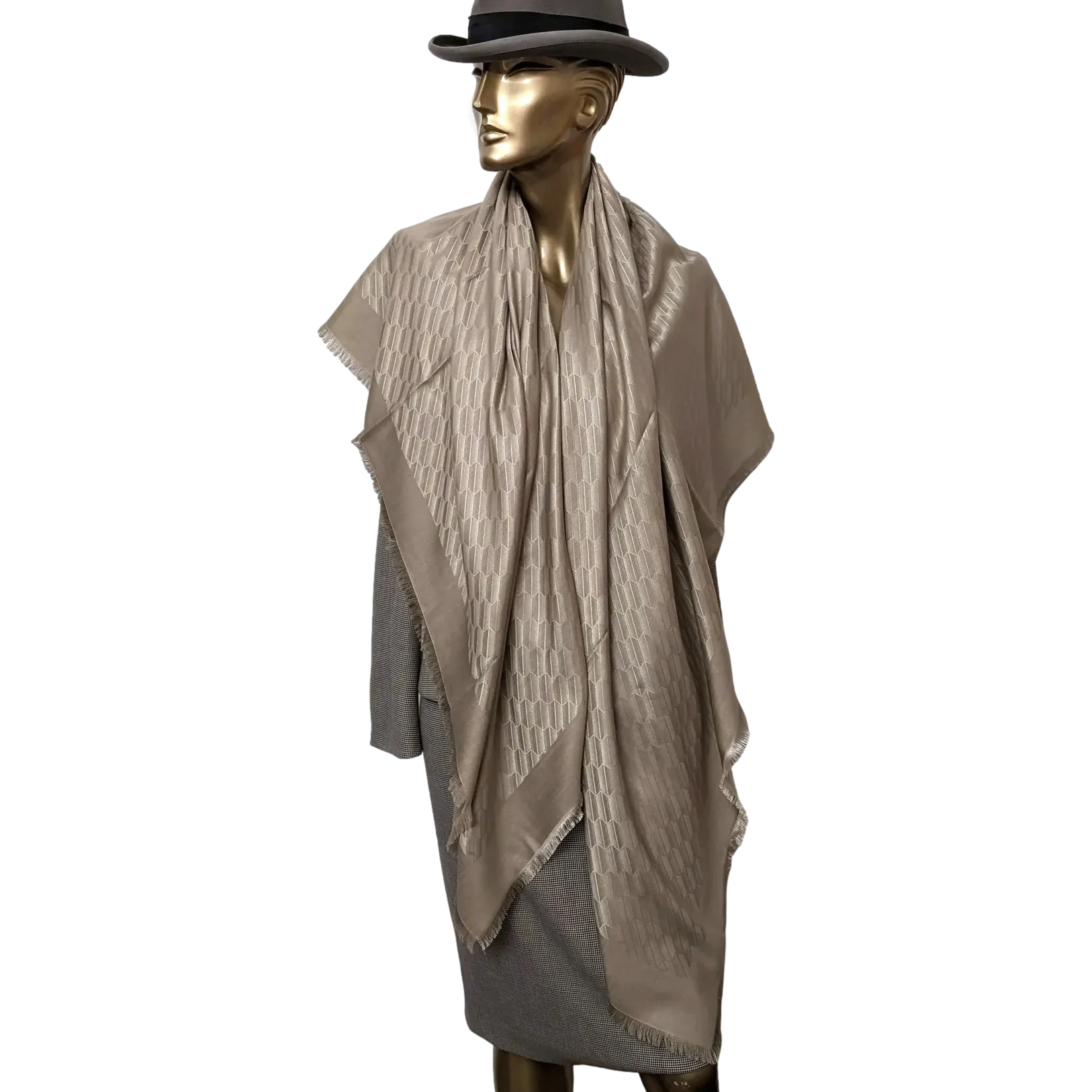 Rolex Beige Faconnee Special Ltd Issue for VIP "Baselworld 2018" Huge Fringed Cashmere Shawl 140, BNIB!