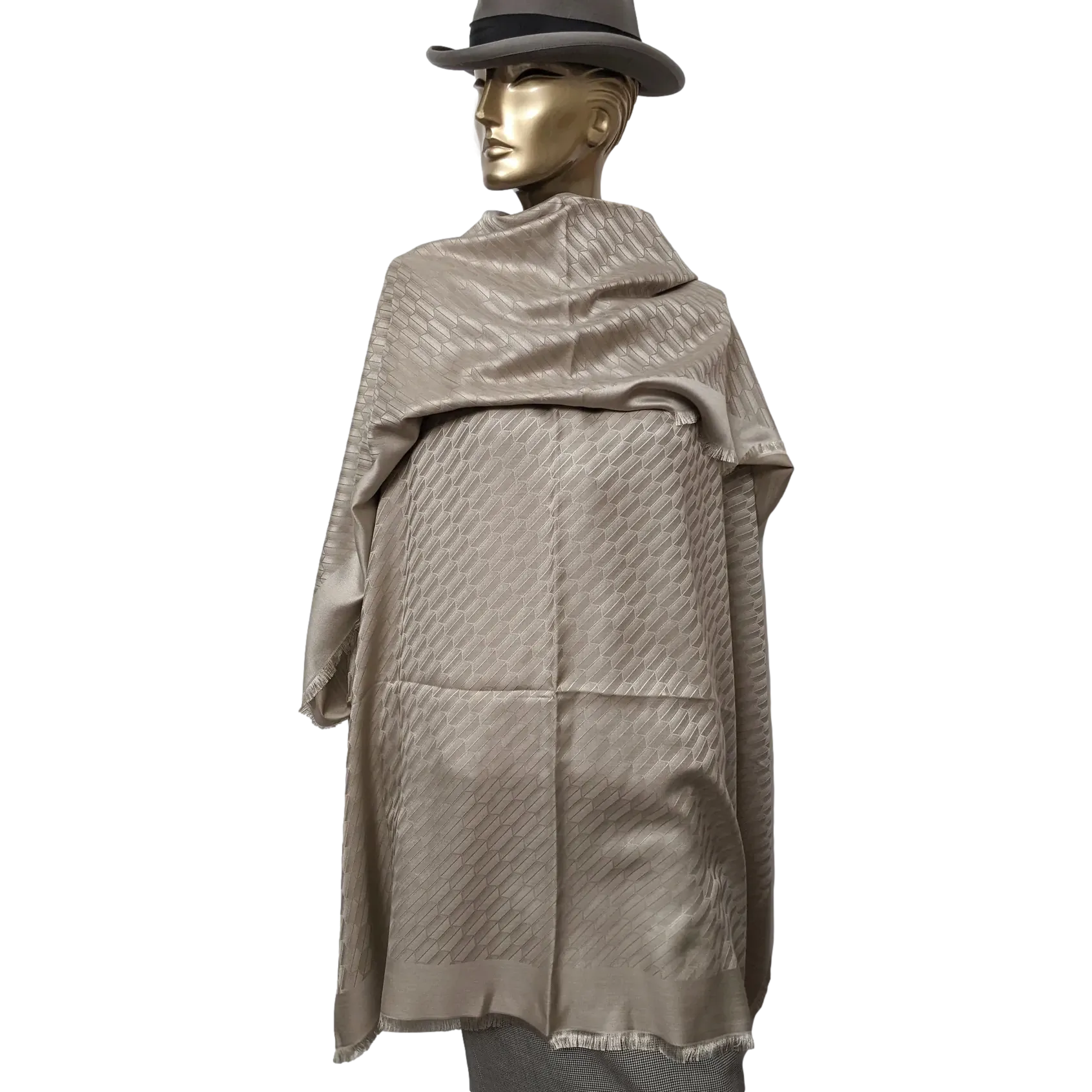 Rolex Beige Faconnee Special Ltd Issue for VIP "Baselworld 2018" Huge Fringed Cashmere Shawl 140, BNIB!