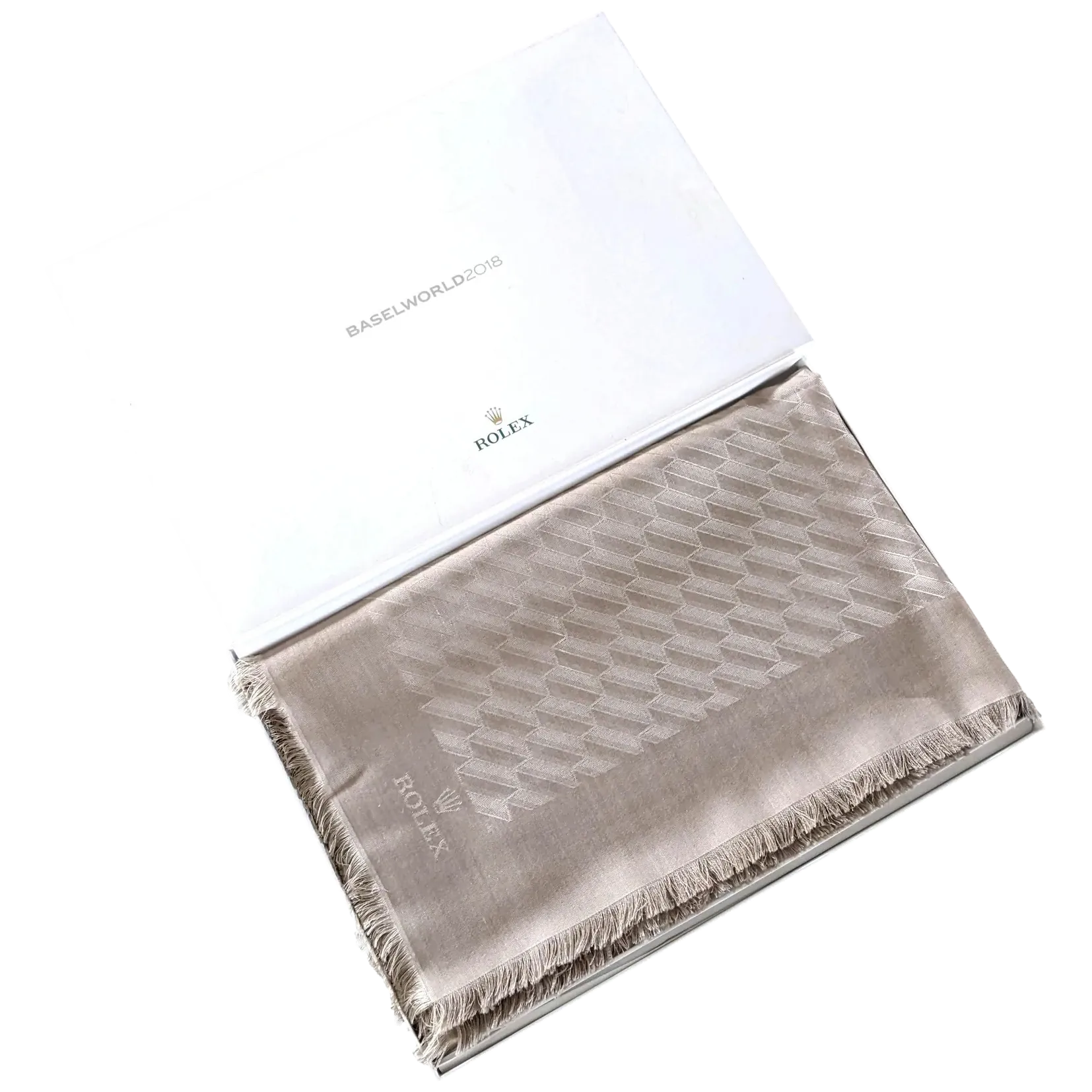 Rolex Beige Faconnee Special Ltd Issue for VIP "Baselworld 2018" Huge Fringed Cashmere Shawl 140, BNIB!