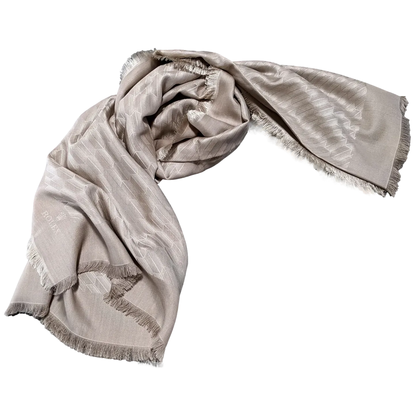 Rolex Beige Faconnee Special Ltd Issue for VIP "Baselworld 2018" Huge Fringed Cashmere Shawl 140, BNIB!