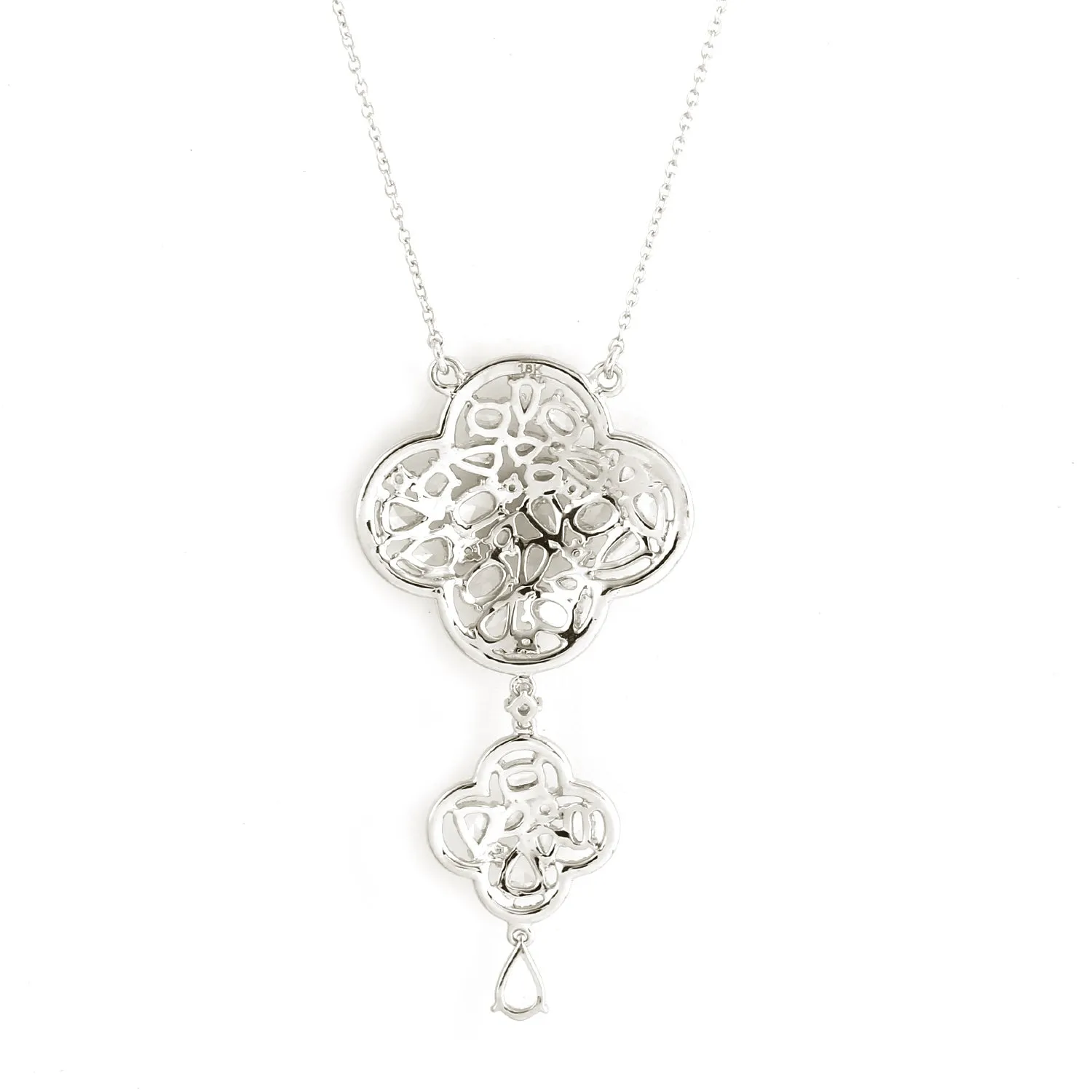 Rose Cut Diamond In 18k White Gold Cluster Chain Choker Necklace Gift