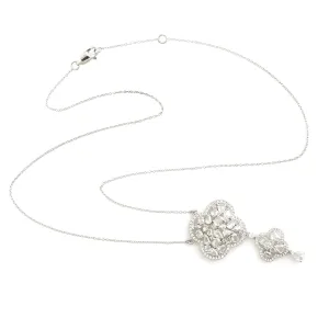 Rose Cut Diamond In 18k White Gold Cluster Chain Choker Necklace Gift