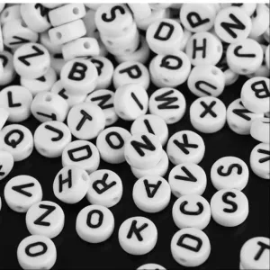 Round Alphabet Beads (Mixed) - 50gms