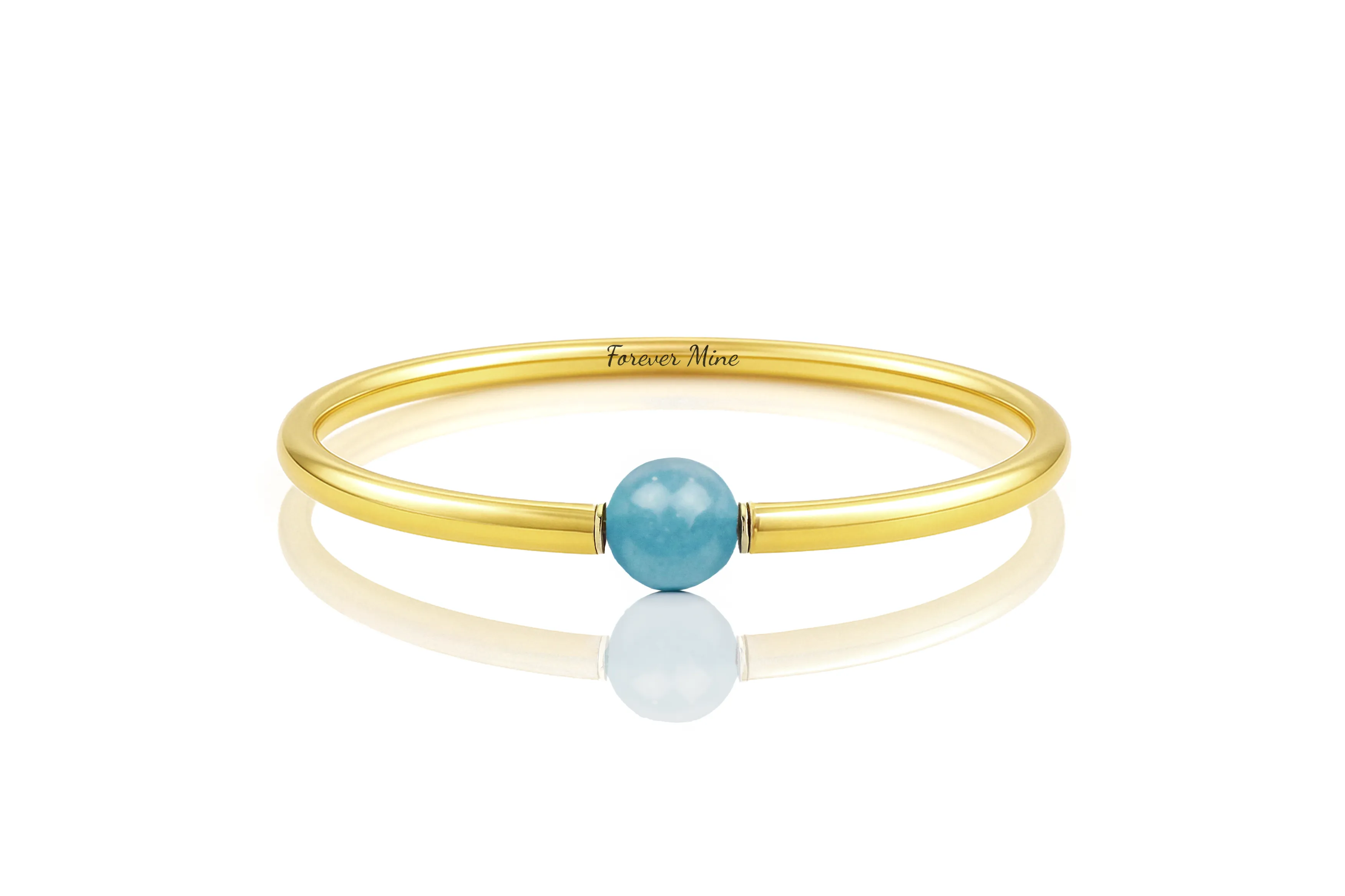 Round Aqua Quartz Gold Bracelet