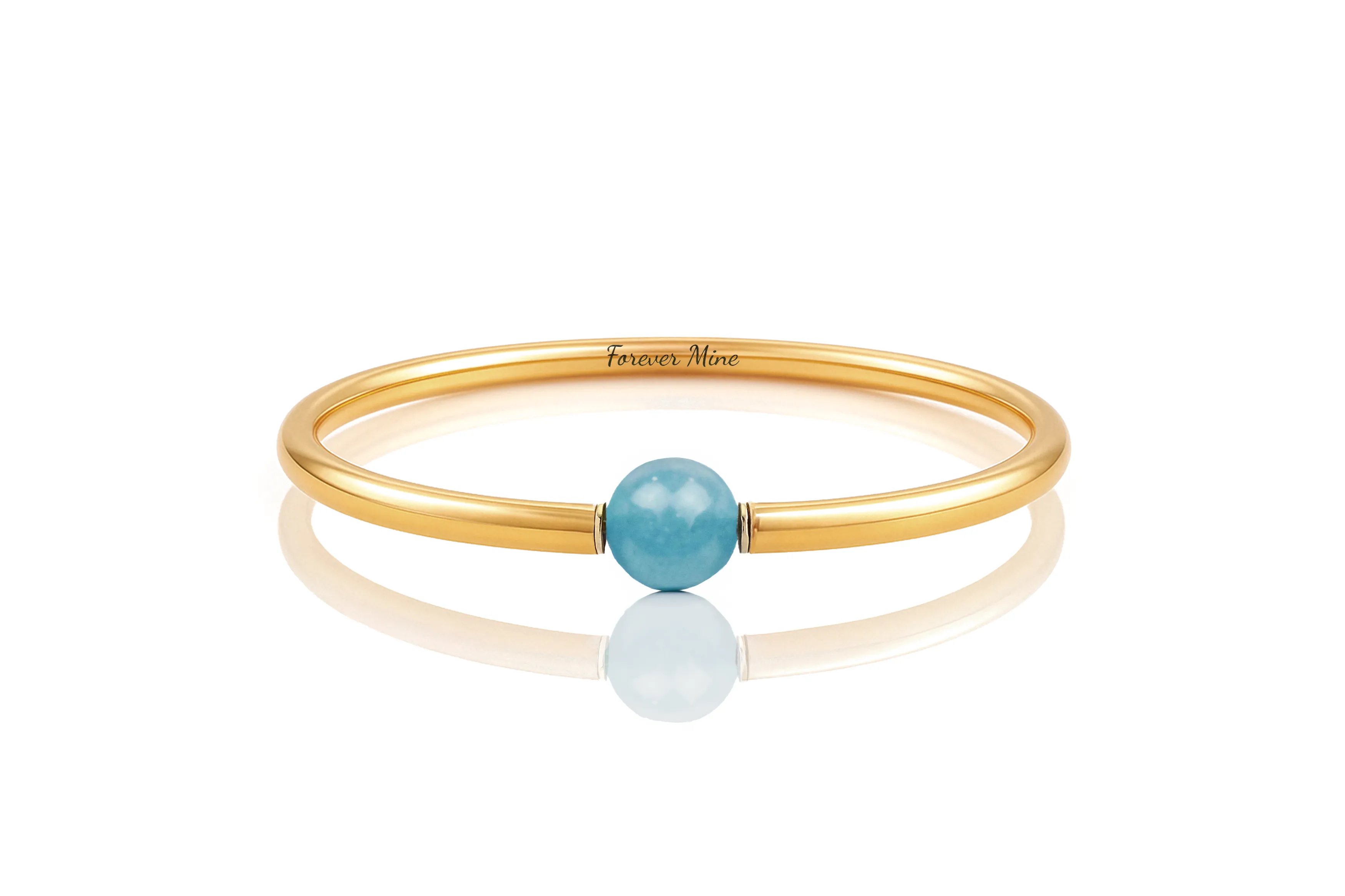 Round Aqua Quartz Gold Bracelet