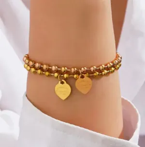 Round Beads Heart Bracelet