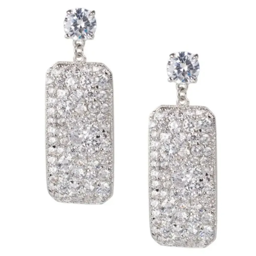 Round CZ Geometric Earrings
