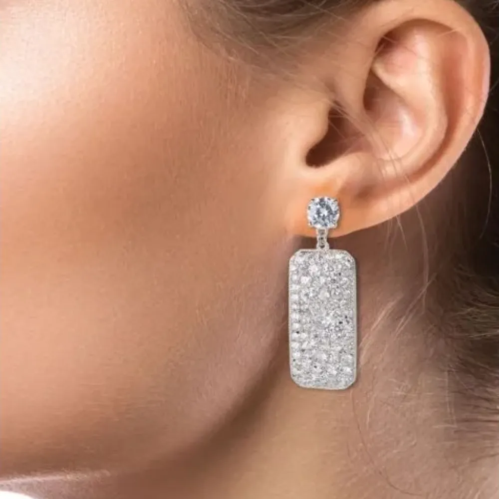 Round CZ Geometric Earrings