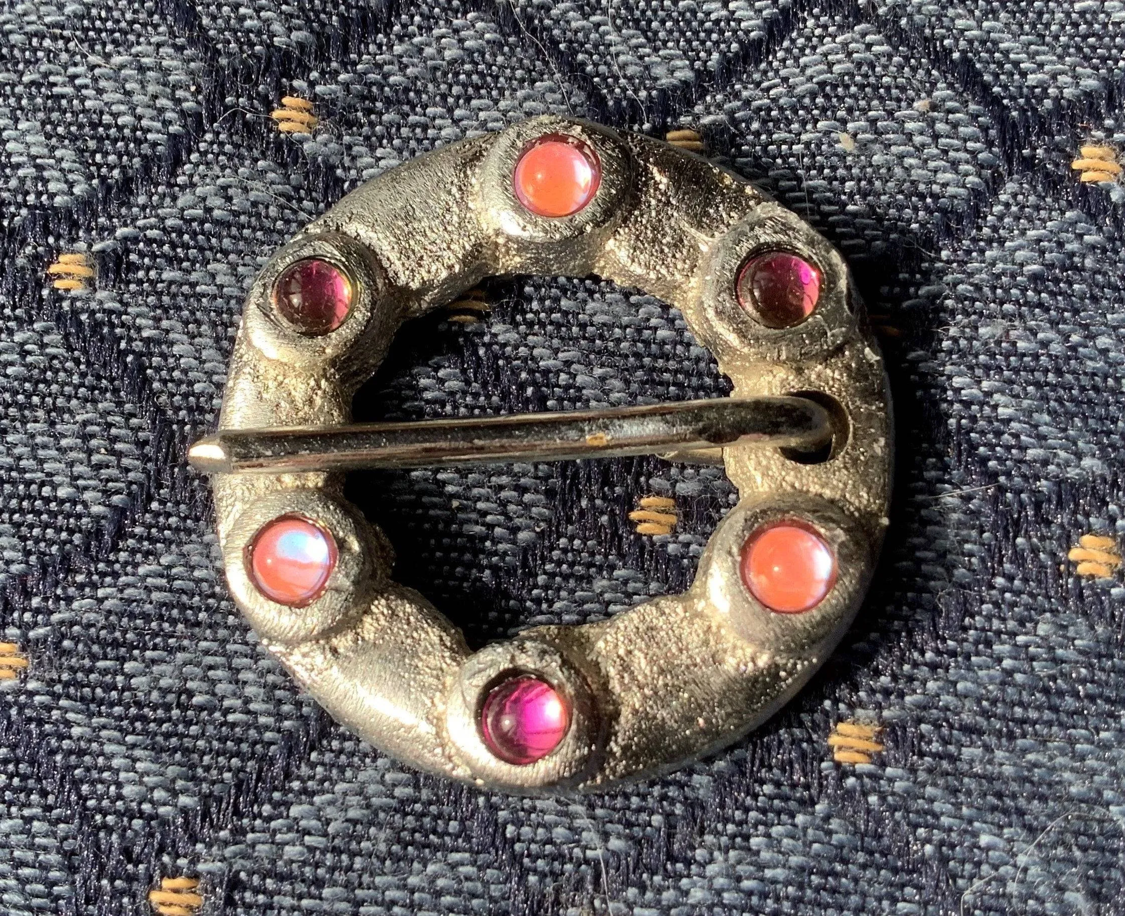 Round Medieval Silver Brooch