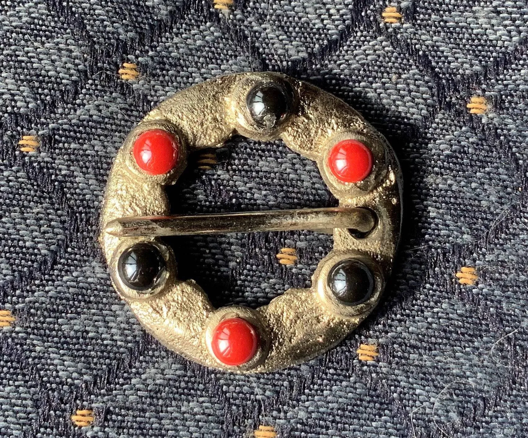 Round Medieval Silver Brooch