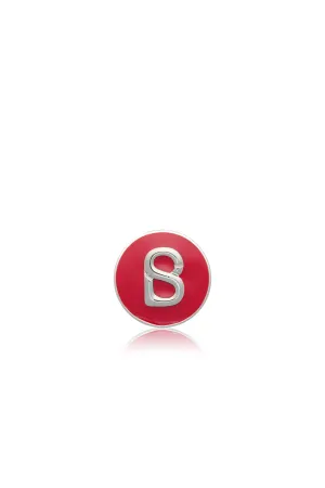 Round Pin Brooch - Red/Silver