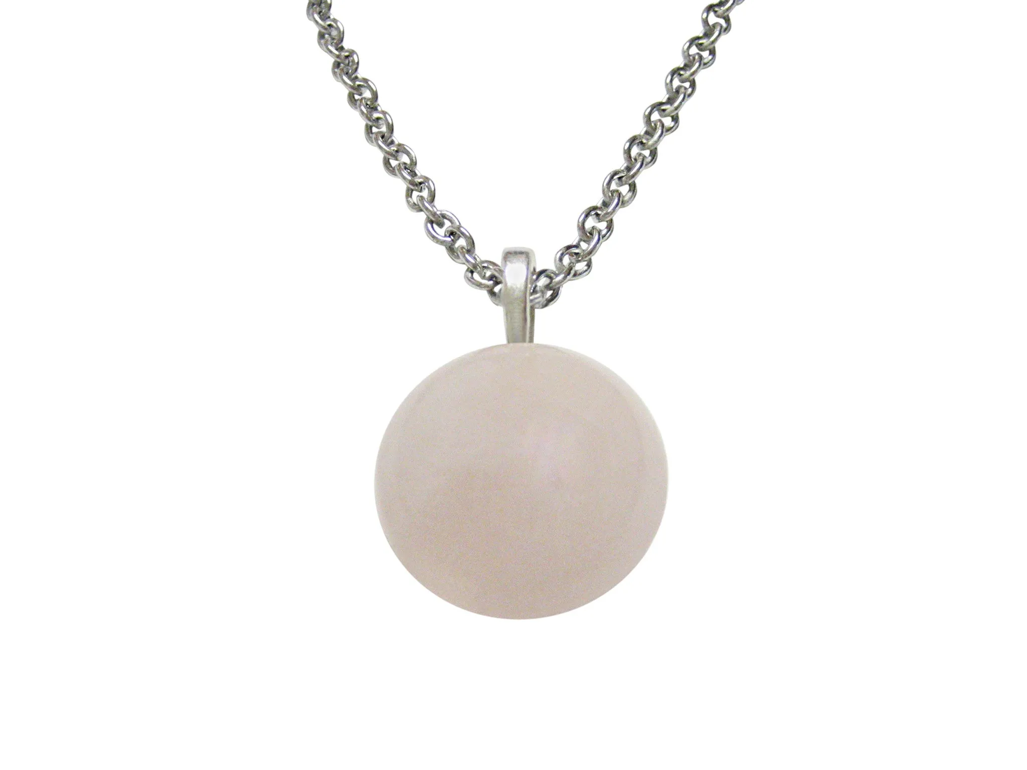 Round Rose Quartz Gemstone Pendant Necklace