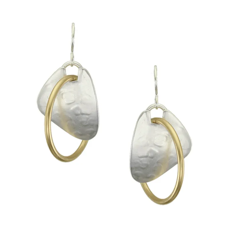 Rounded Triangle with Interlocking Ring Wire Earrings