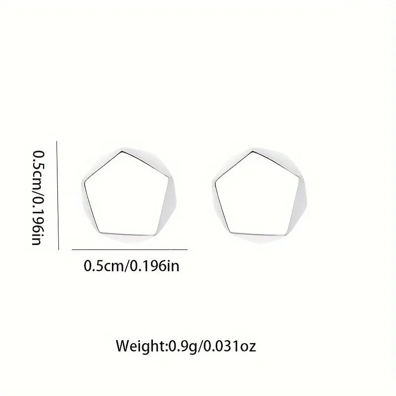 S925 Sterling Silver Minimalist Geometric Pentagon Stud Earrings