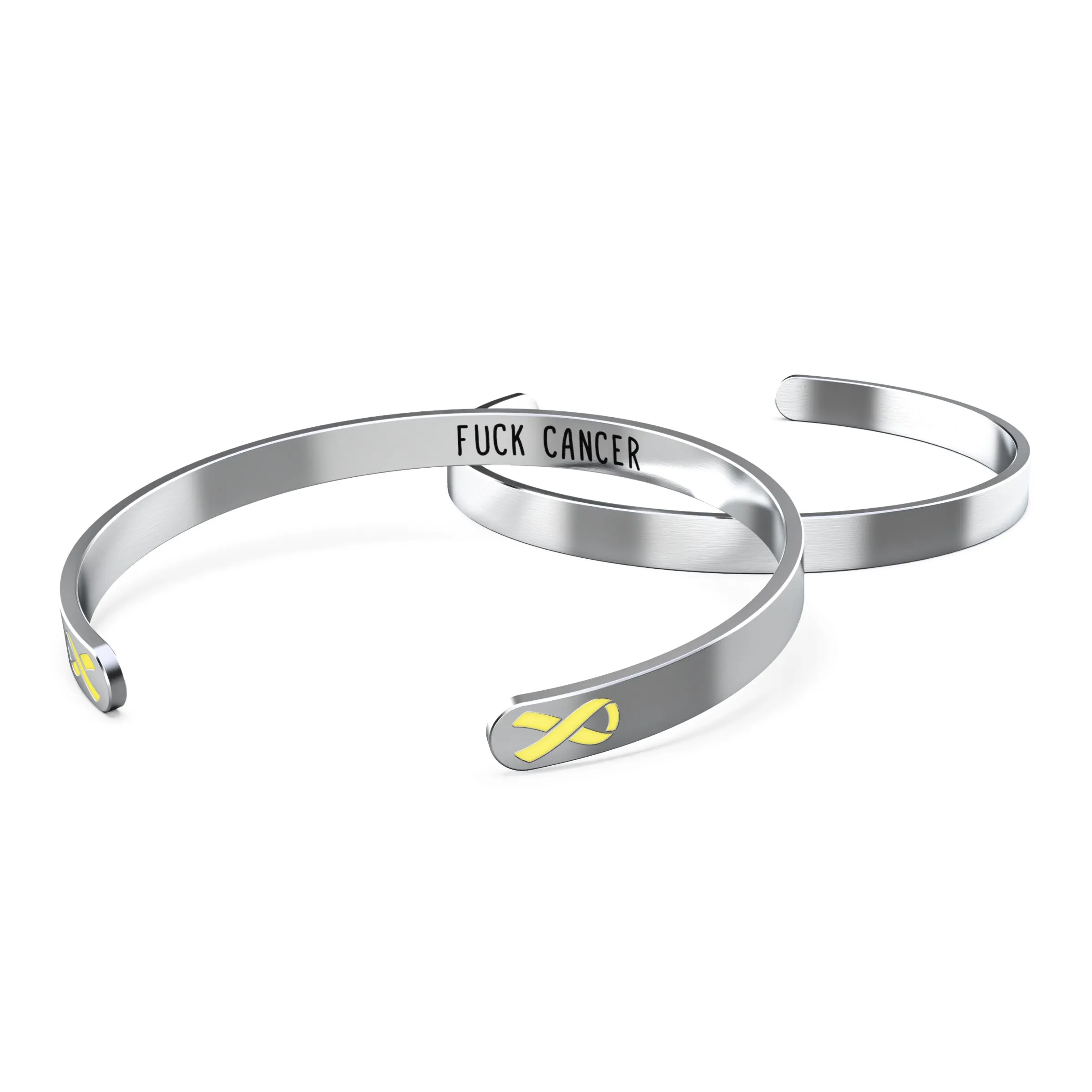 Sarcoma Bone Cancer Awareness Bracelet - Yellow Ribbon, “Funk Cancer”