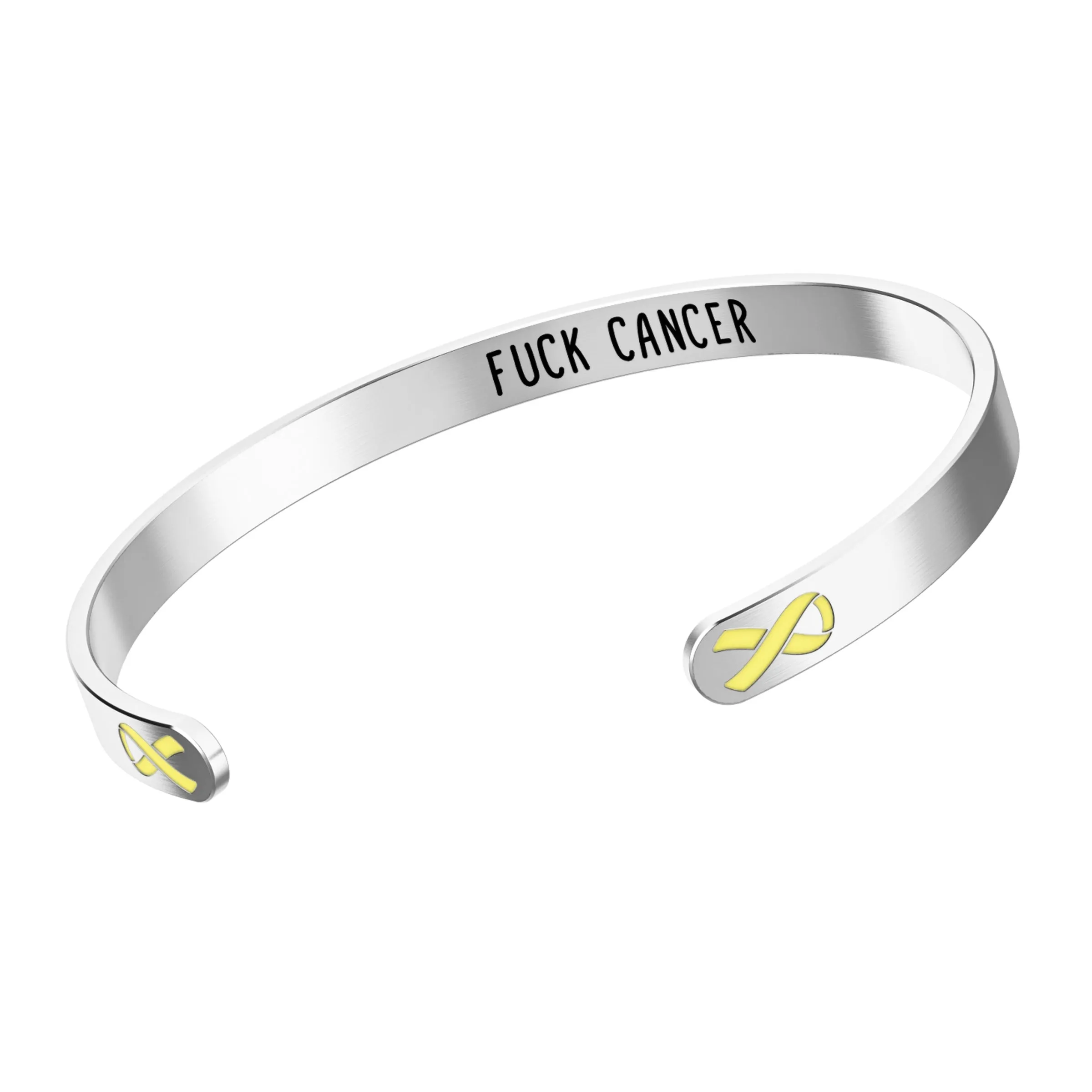 Sarcoma Bone Cancer Awareness Bracelet - Yellow Ribbon, “Funk Cancer”