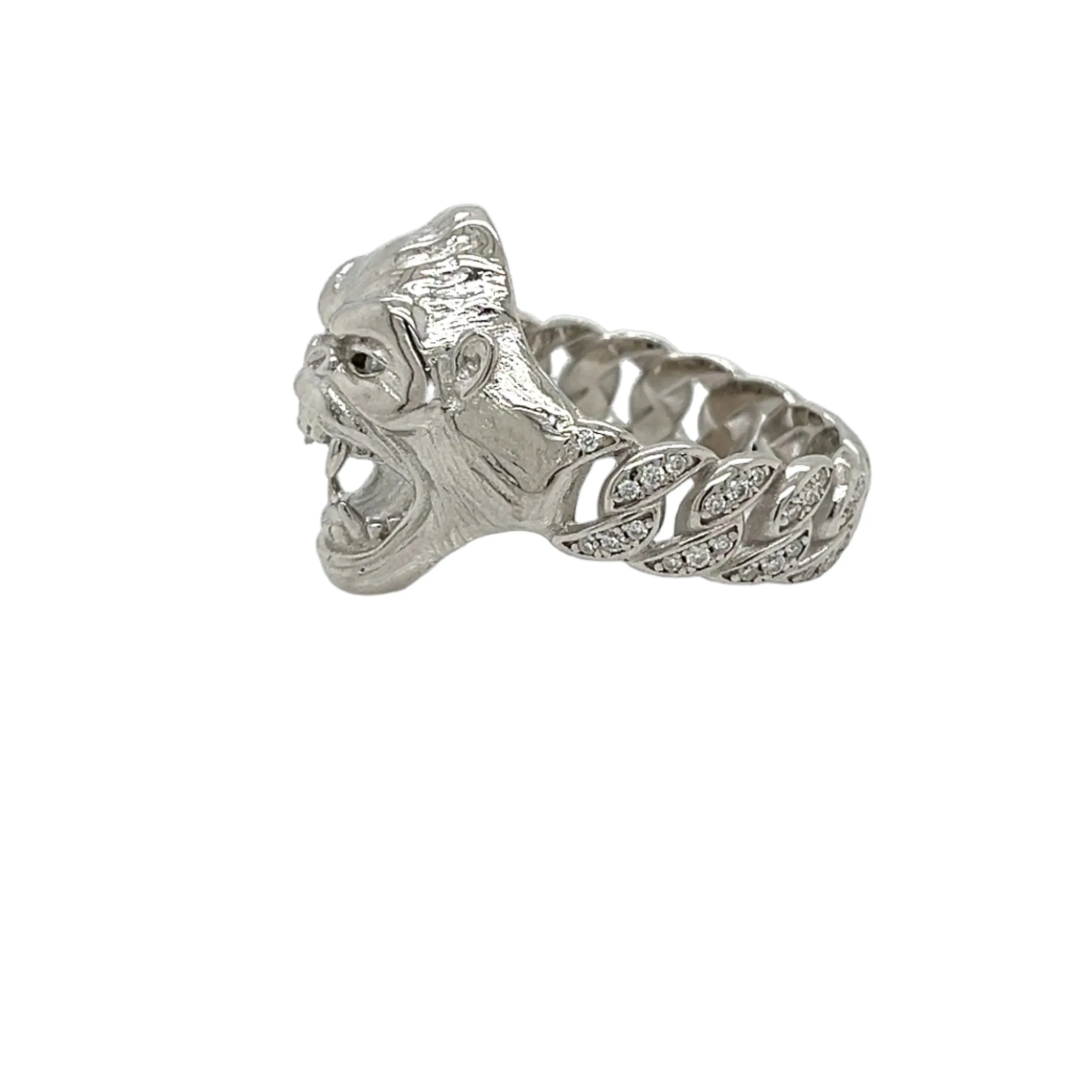 Savage Elegance Sterling Lab-Created Moissanite Gorilla Head Ring - M105629