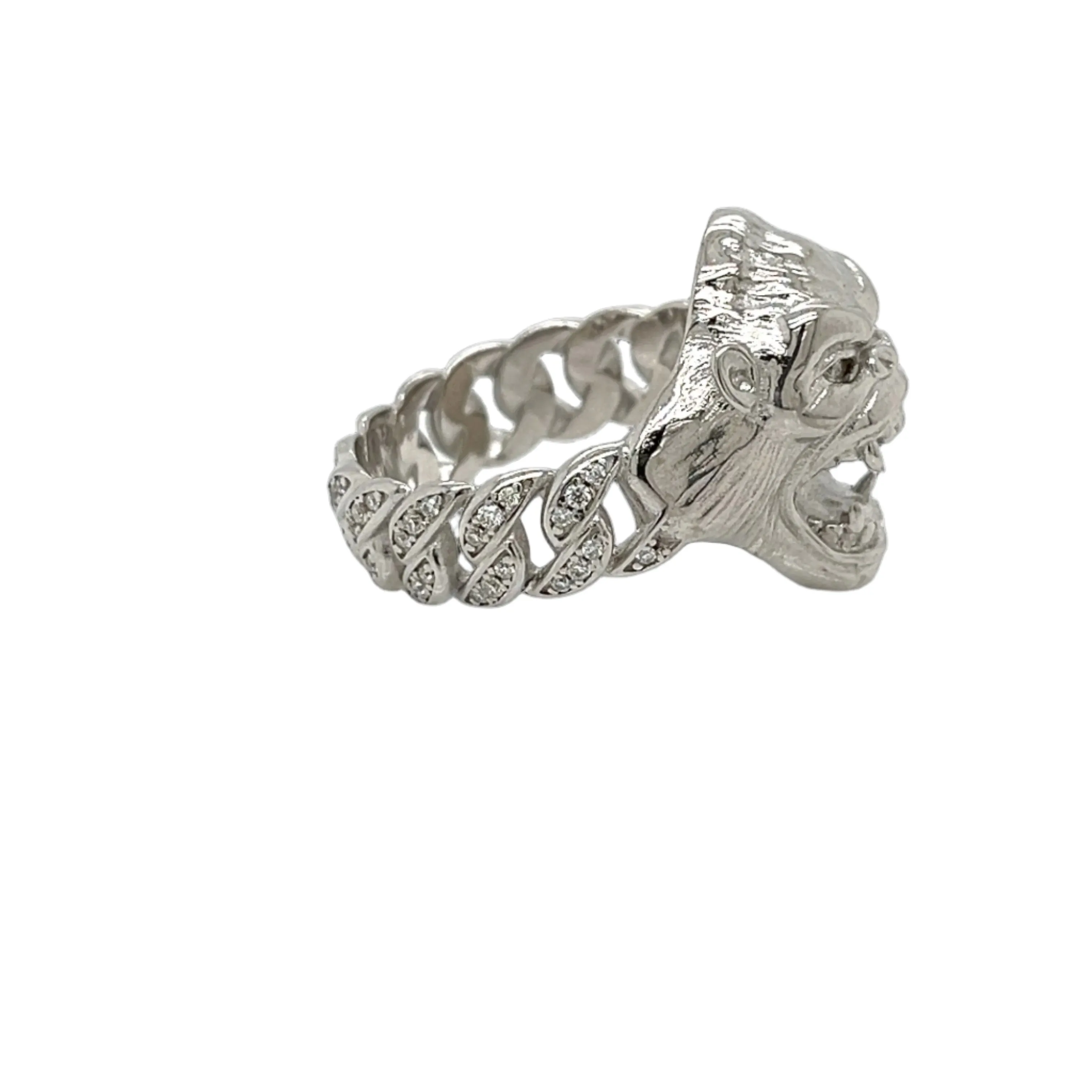 Savage Elegance Sterling Lab-Created Moissanite Gorilla Head Ring - M105629