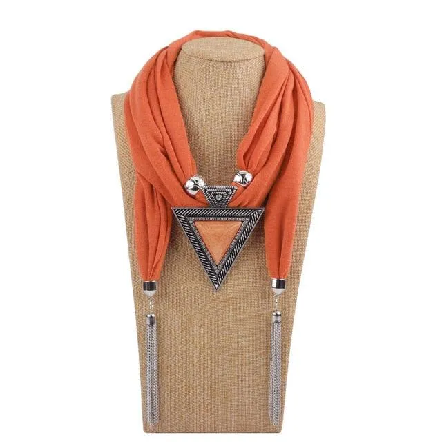 Scarf Pendant Necklace with Tassel