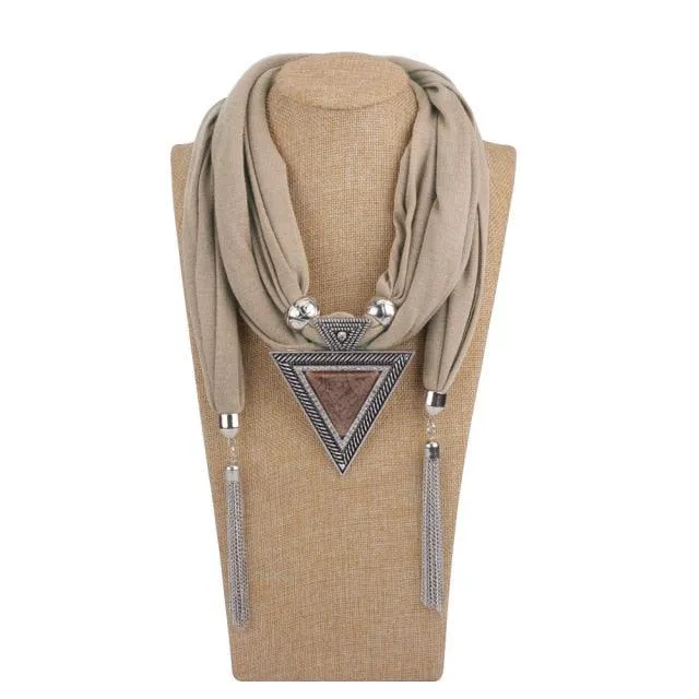 Scarf Pendant Necklace with Tassel