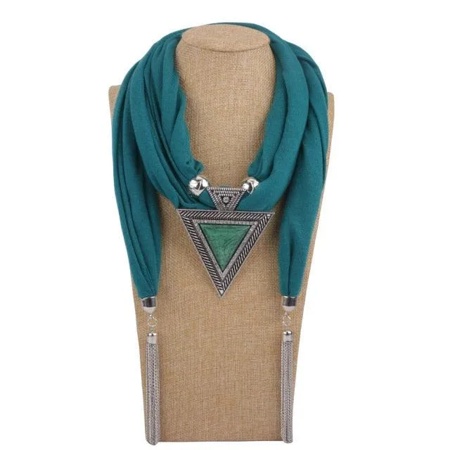 Scarf Pendant Necklace with Tassel