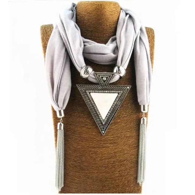 Scarf Pendant Necklace with Tassel