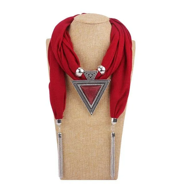 Scarf Pendant Necklace with Tassel