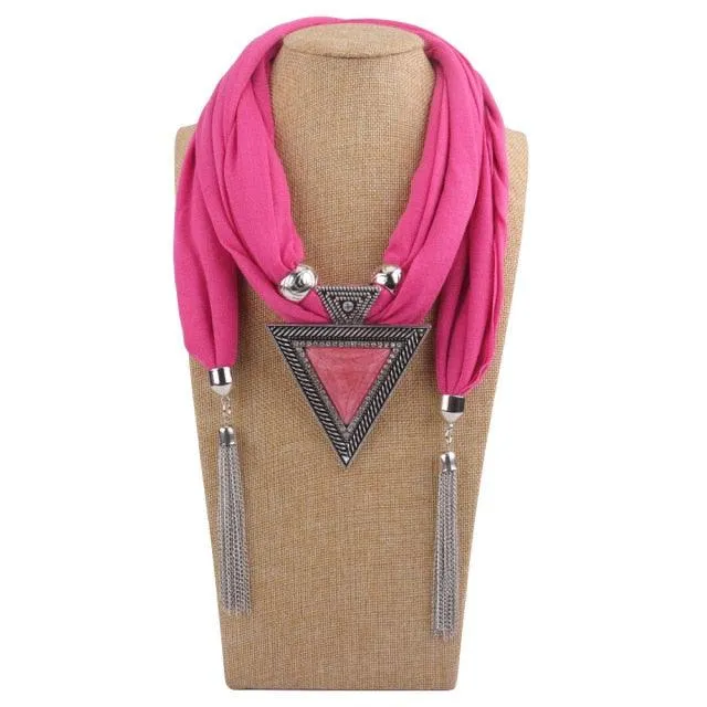 Scarf Pendant Necklace with Tassel