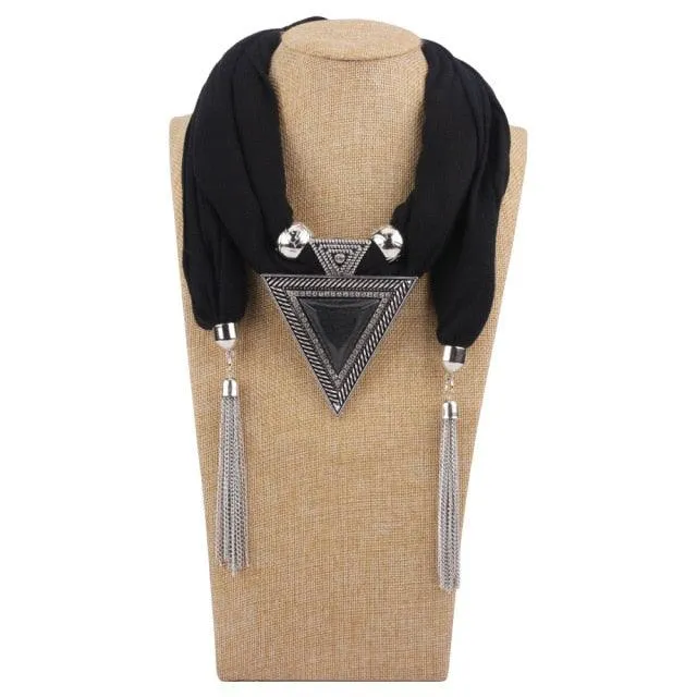 Scarf Pendant Necklace with Tassel