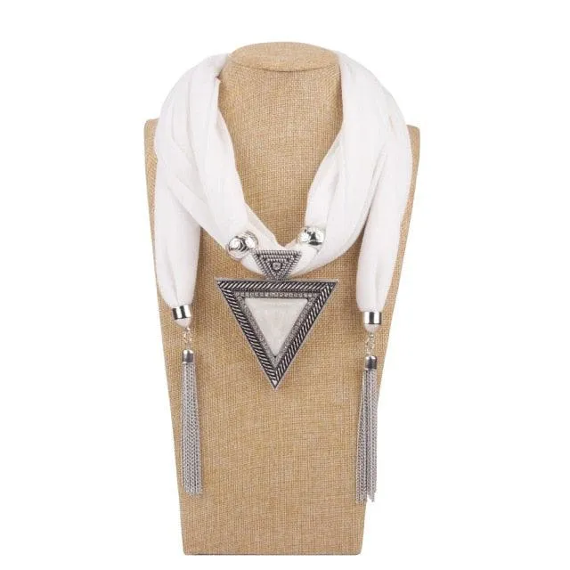 Scarf Pendant Necklace with Tassel