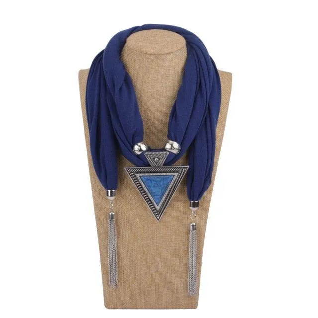 Scarf Pendant Necklace with Tassel