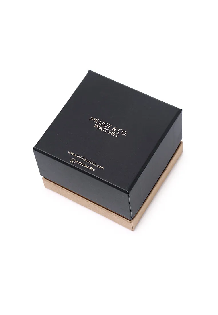 Sean Silver  Leather  Watch (Black)