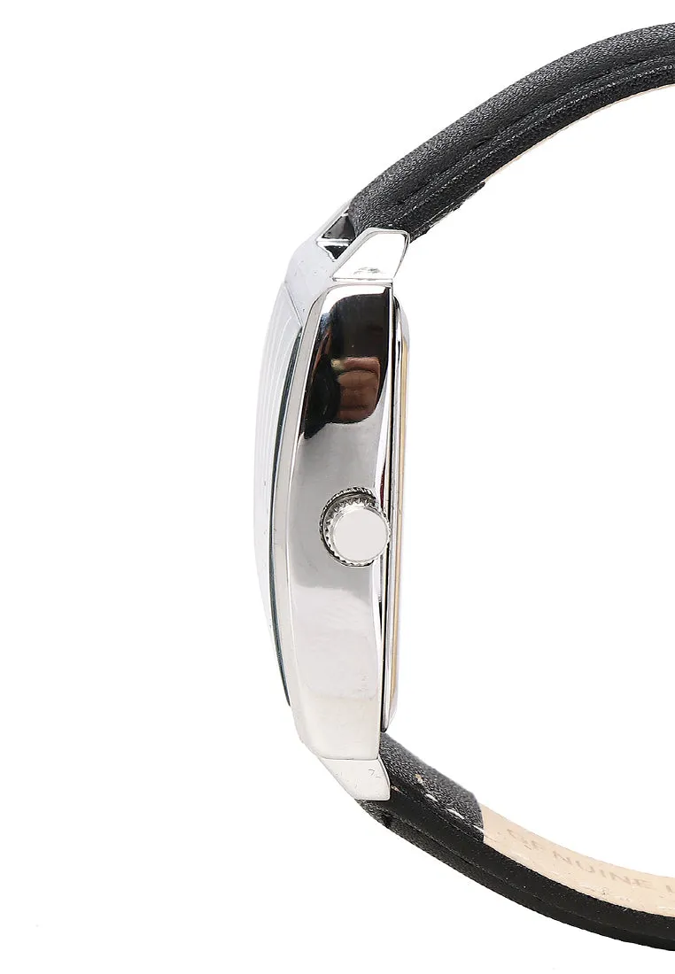 Sean Silver  Leather  Watch (Black)