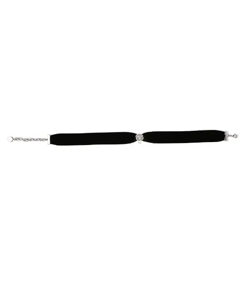 Selectable Happiness Velvet Ribbon Choker (Black & Silver)【Japan Jewelry】