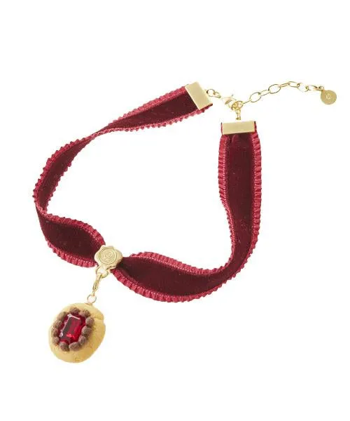 Selectable Happiness Velvet Ribbon Choker (Red)【Japan Jewelry】