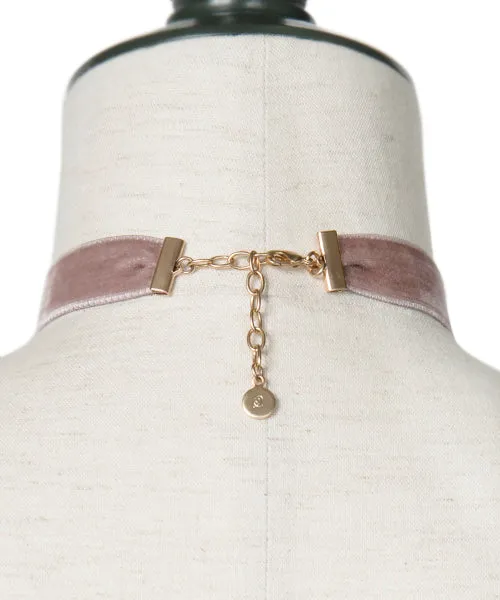 Selectable Happiness Velvet Ribbon Choker (Smoky Pink)【Japan Jewelry】