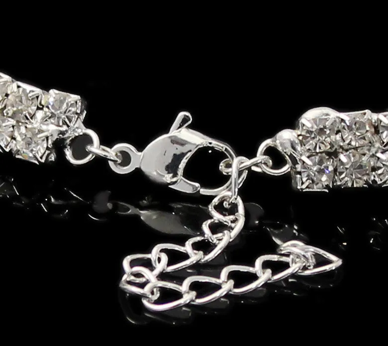 Sexy Sparkles Quality Bridal Rhinestone Stretch Silver Tone Choker Necklace
